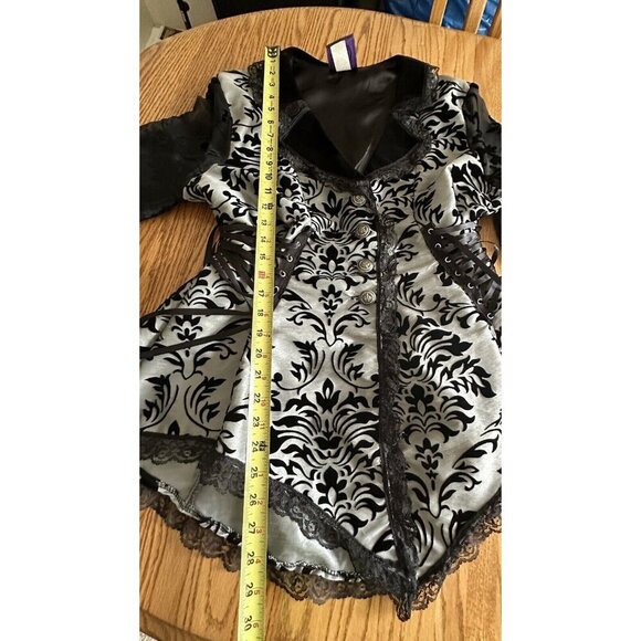 CYKXTEES Creative Brand Corset Blouse Sheer Sleeves Velvet Collar Long Tail - Picture 15 of 16